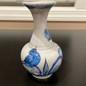 Tonala Glazed Signed Bird & Butterfly Vase